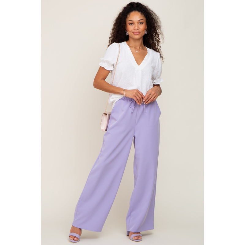 Lavender Drawstring Wide Leg Pants
