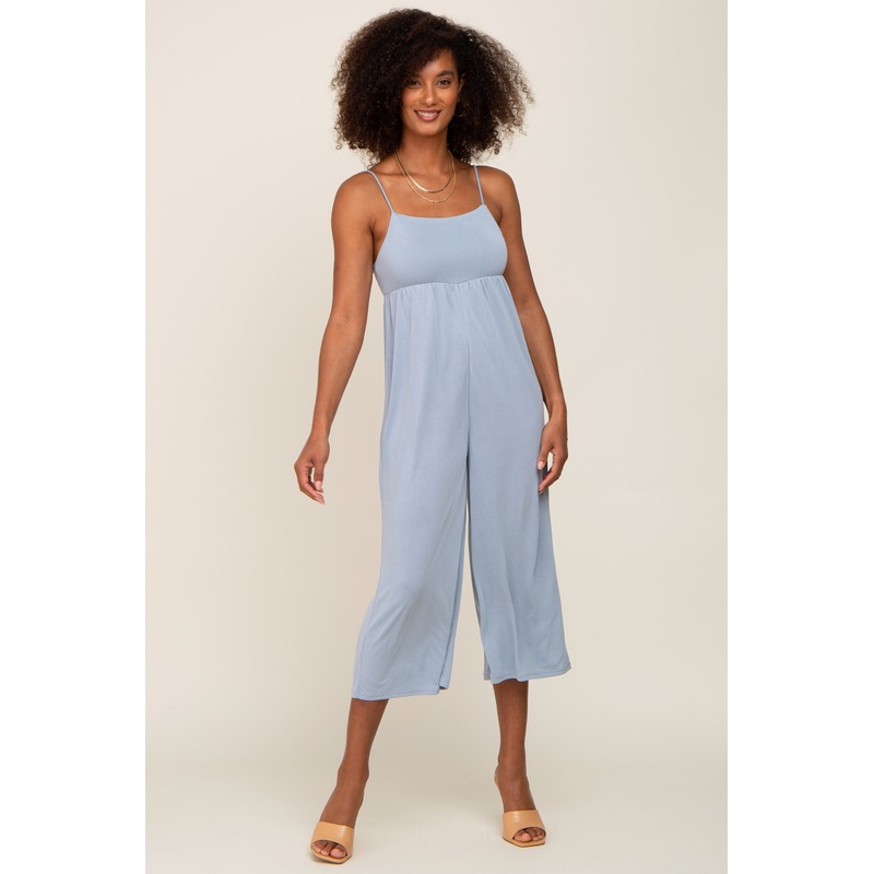 Light Blue Sleeveless Cropped Jumpsuit