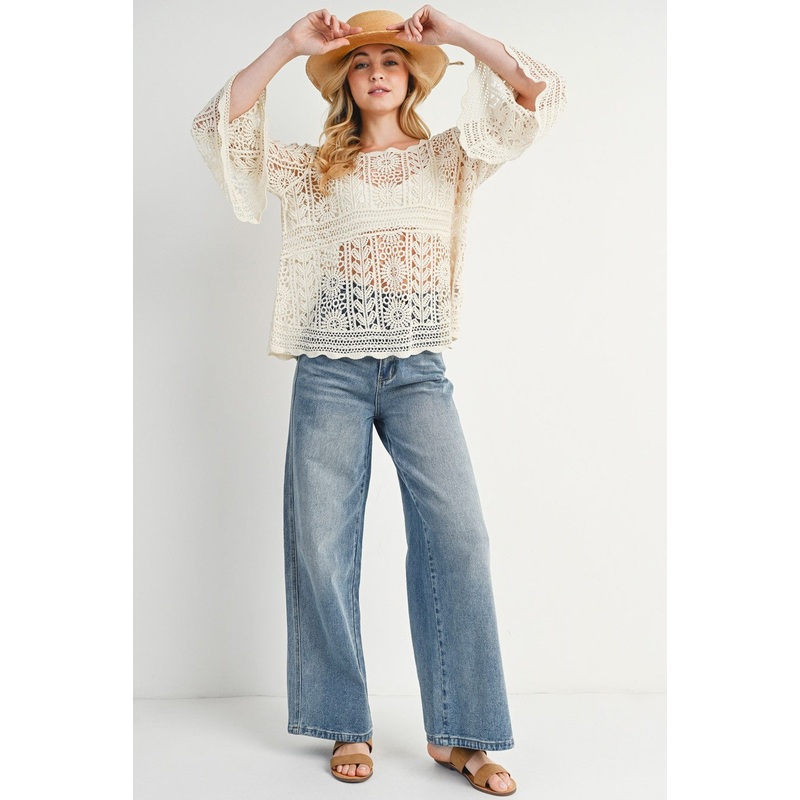Light Wash High-Rise Wide-Leg Jeans