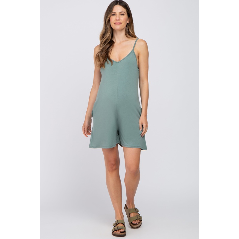 Sage V-Neck Basic Maternity Romper