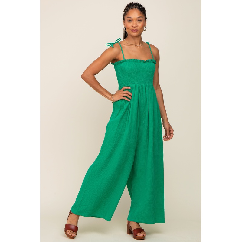 Green Sleeveless Cropped Jumpsuit