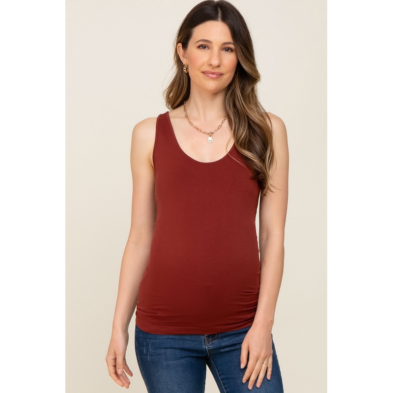 Rust Seamless Maternity Fitted Tank Top