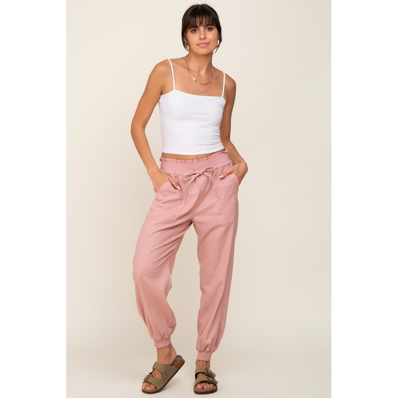 Mauve Smocked Joggers