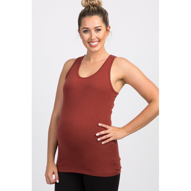 Rust Fitted Maternity Tank Top