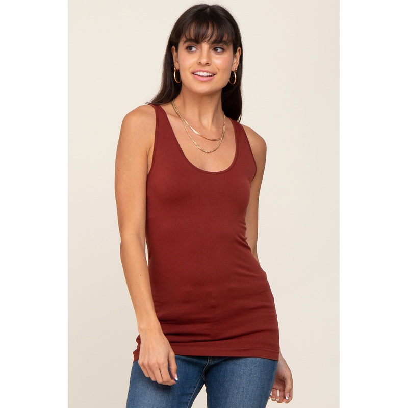 Rust Seamless Fitted Tank Top