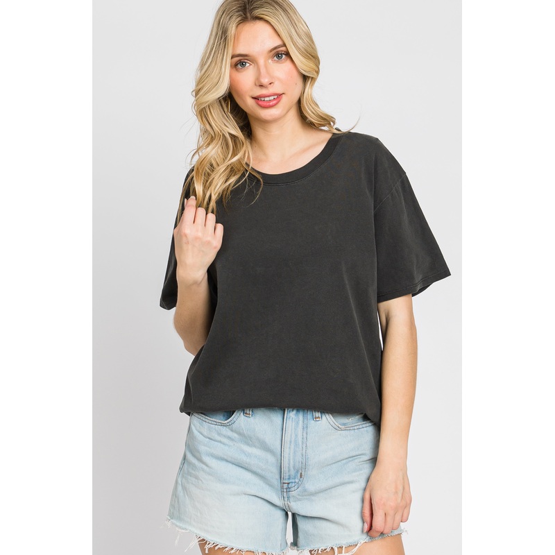 Black Faded Basic T-Shirt
