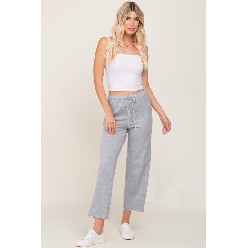 Heather Grey Basic Drawstring Waist Lounge Pants
