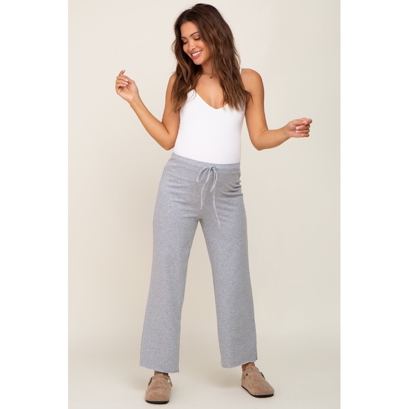 Heather Grey Basic Drawstring Waist Maternity Lounge Pants