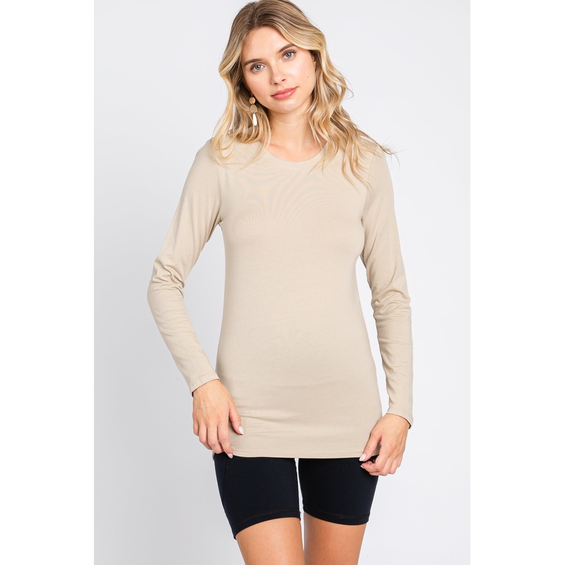 Beige Long Sleeve Top