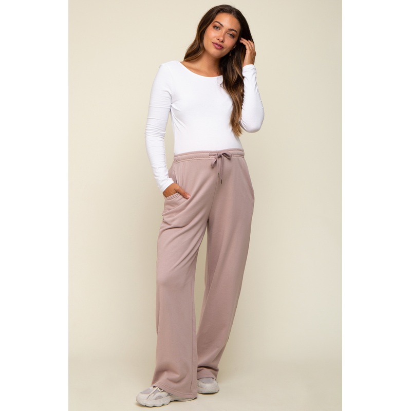 Mocha Wide Leg Maternity Joggers