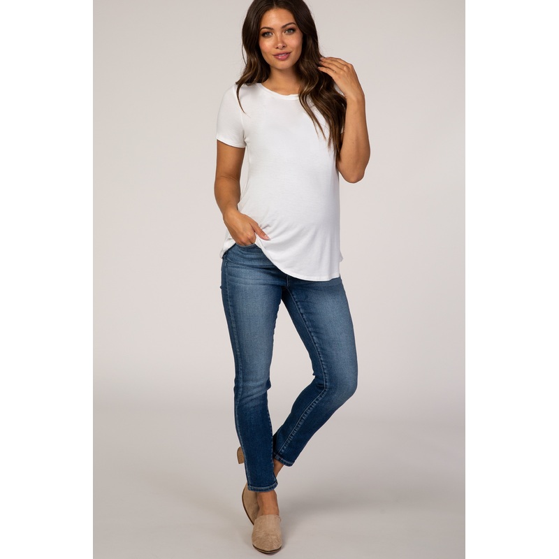 PinkBlush Blue Light Wash Maternity Skinny Jeans