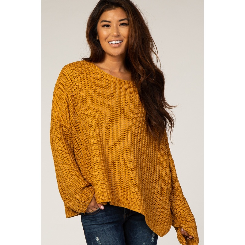 Yellow Chunky Knit Boat Neck Sweater
