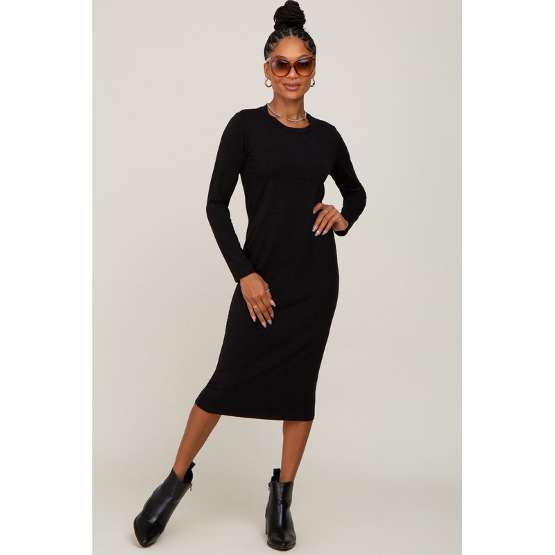 Black Basic Midi Dress