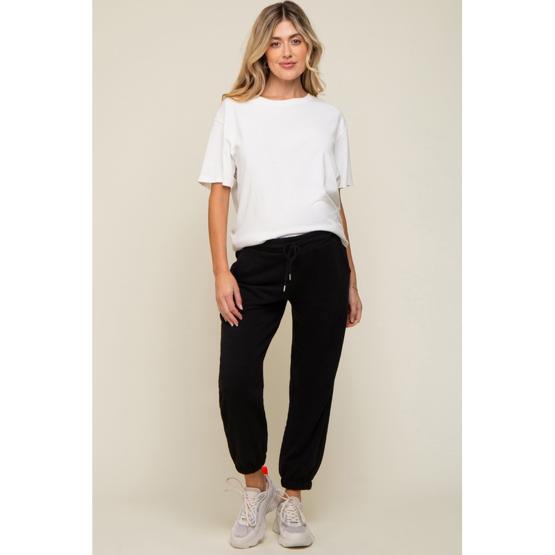 Black Drawstring Maternity Sweatpants