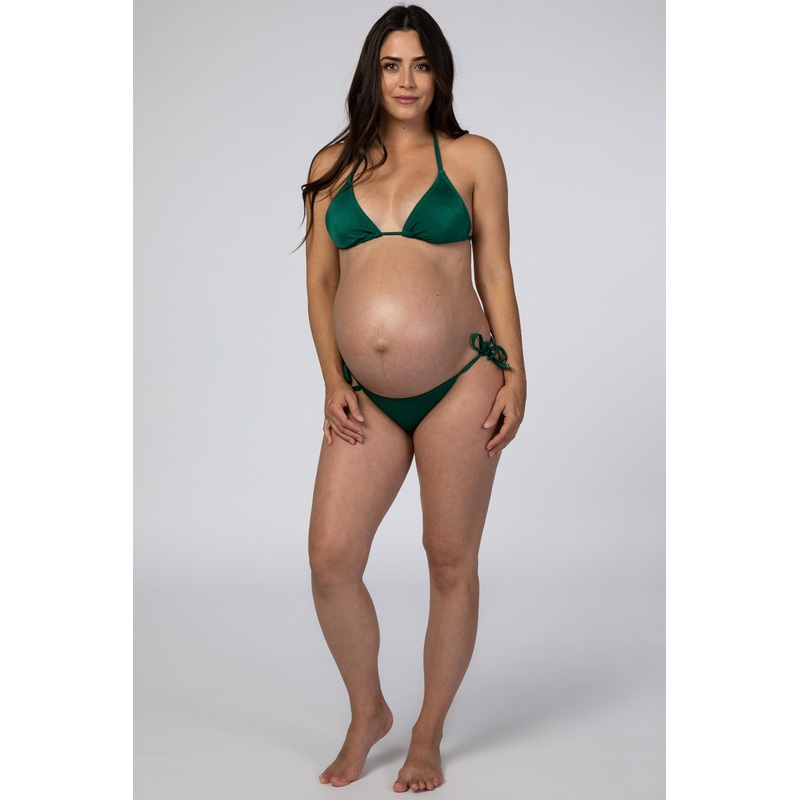 Green Halter Tie Bikini Maternity Set