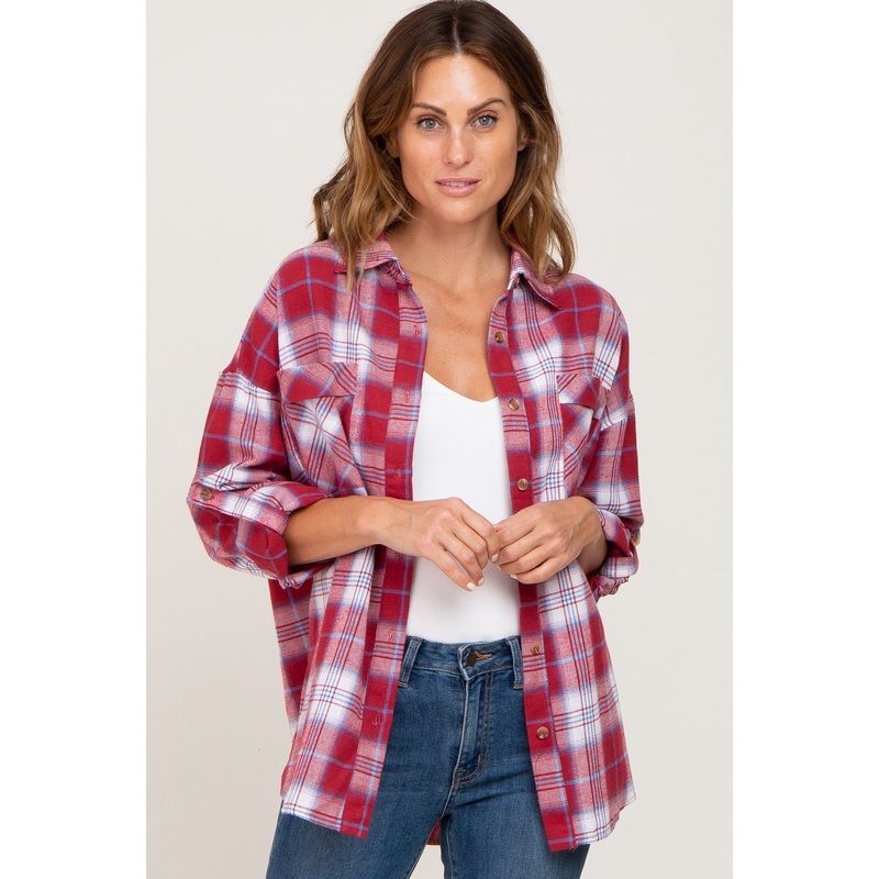 Red Plaid Flannel Top