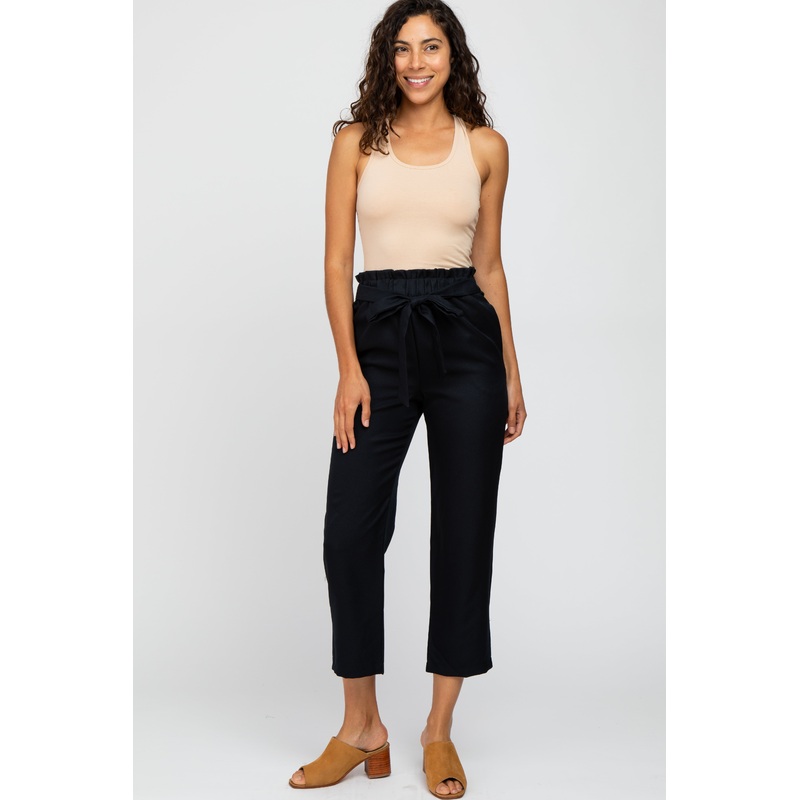 Black Front Tie Dress Pants
