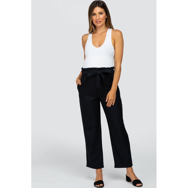 Black Front Tie Maternity Dress Pants