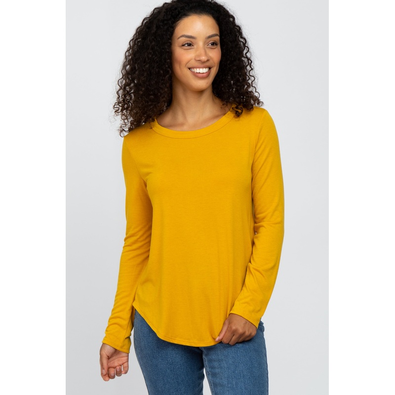 Yellow Basic Long Sleeve Top