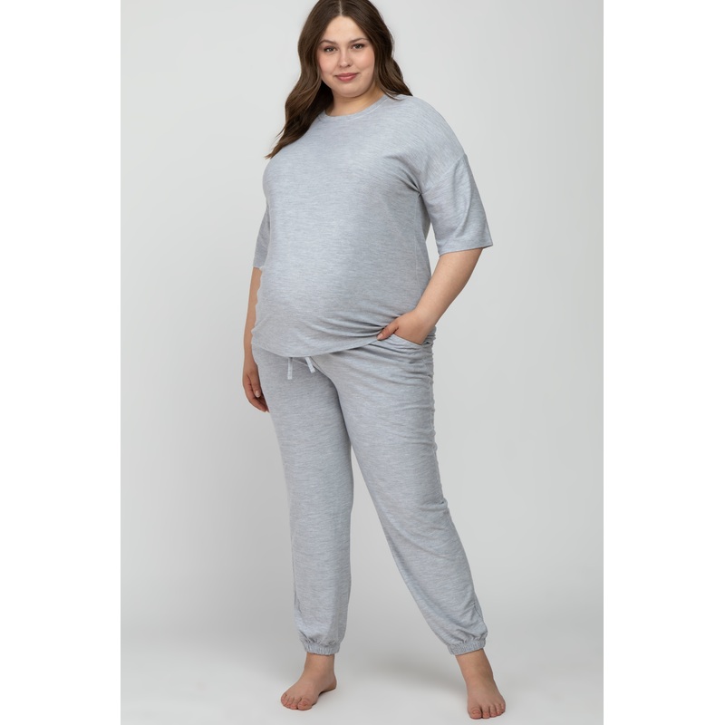 Heather Grey Jogger Maternity Plus Lounge Set