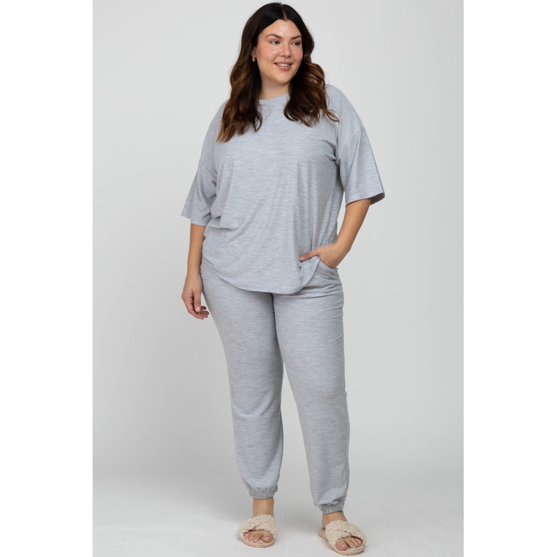 Heather Grey Jogger Plus Size Lounge Set