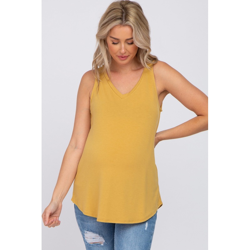Yellow V-Neck Maternity Tank Top