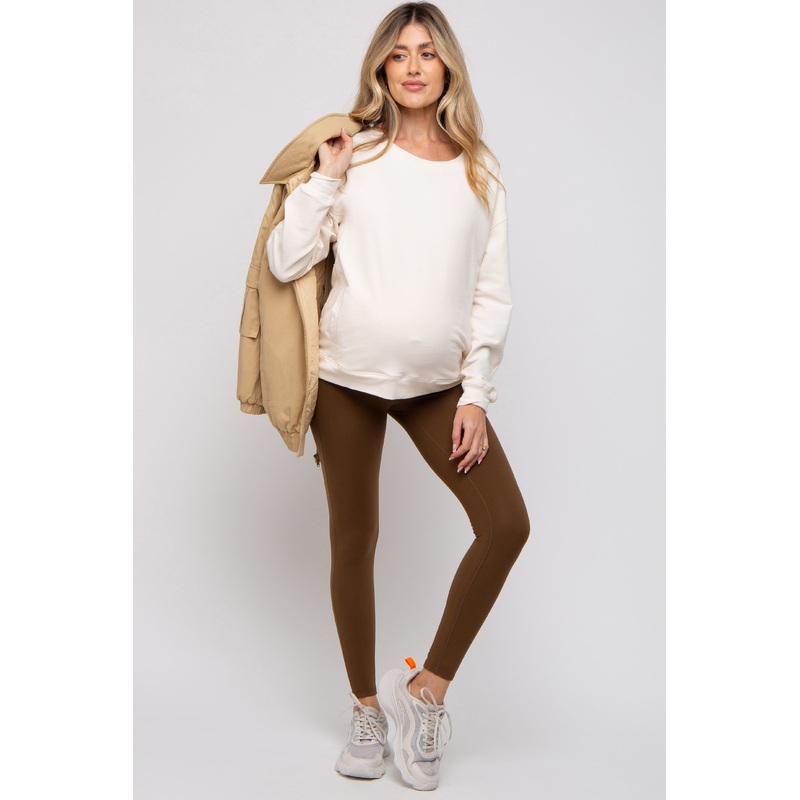 Brown Basic Maternity Leggings