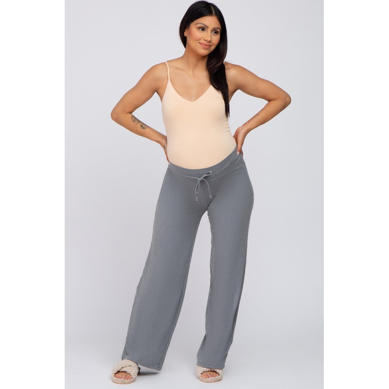 Heather Grey Drawstring Maternity Lounge Pants
