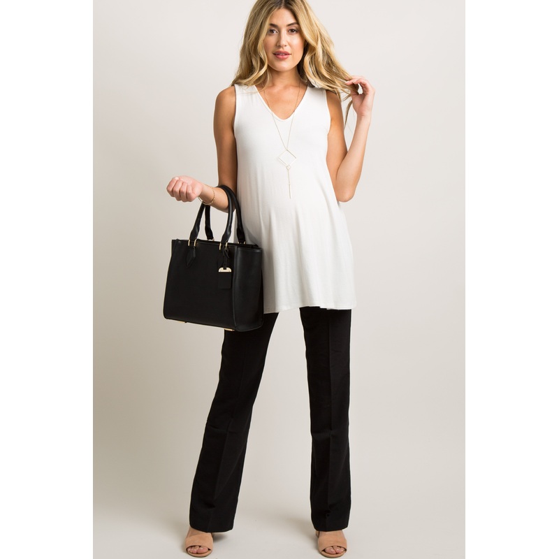 PinkBlush Black Solid Boot Cut Maternity Pants
