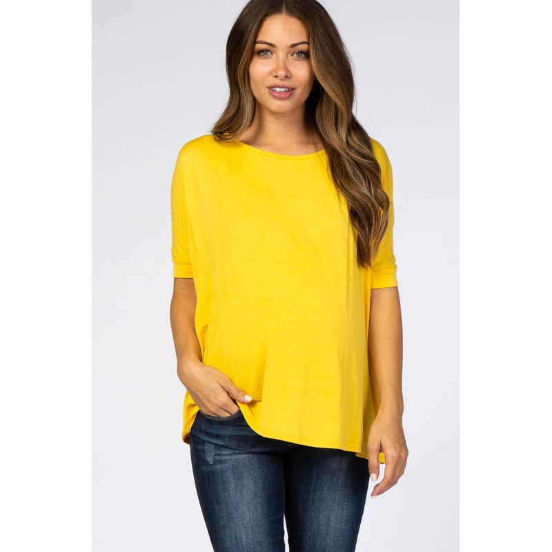Yellow Short Dolman Sleeve Maternity Top