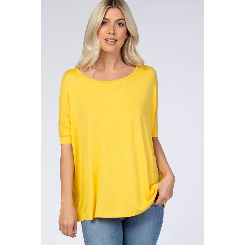 Yellow Short Dolman Sleeve Top