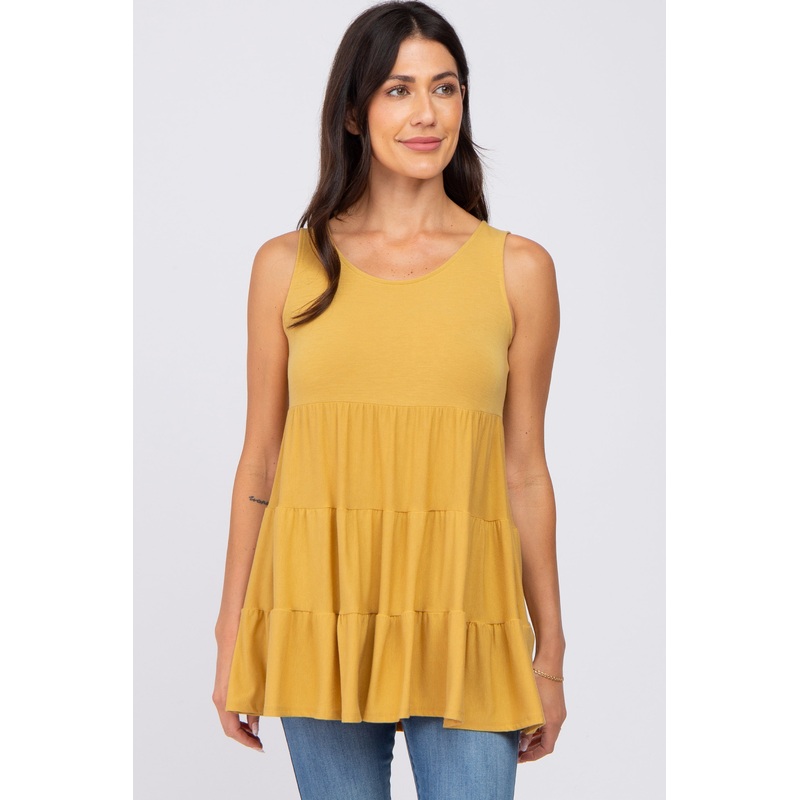 Yellow Tiered Sleeveless Top