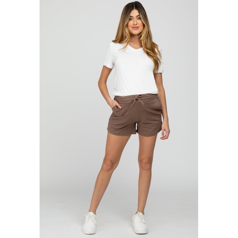 Mocha French Terry Maternity Sweat Shorts