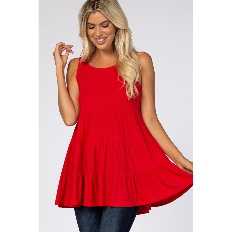 Red Tiered Sleeveless Top