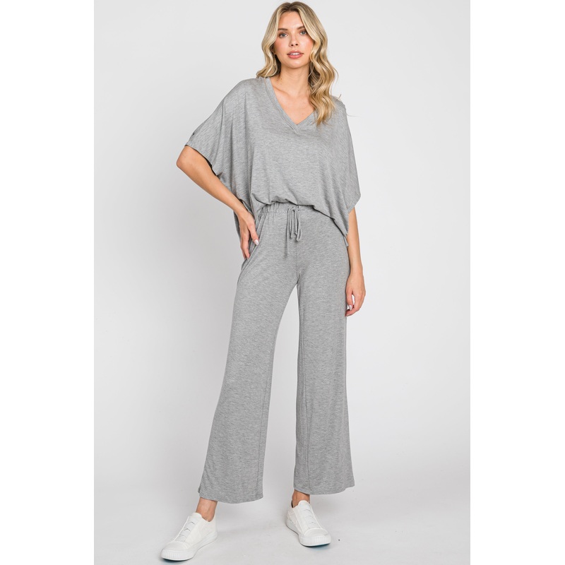 Heather Grey Cropped Pant Maternity Set