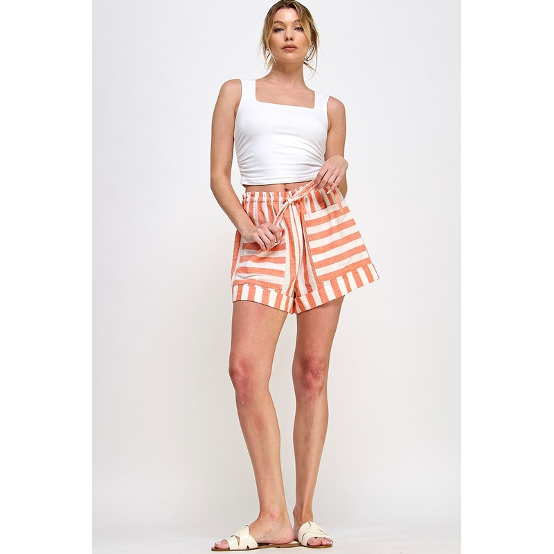Mango White Stripe Shorts