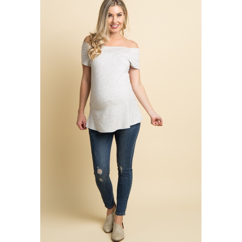 Blue Distressed Ankle Cut Maternity Jeans