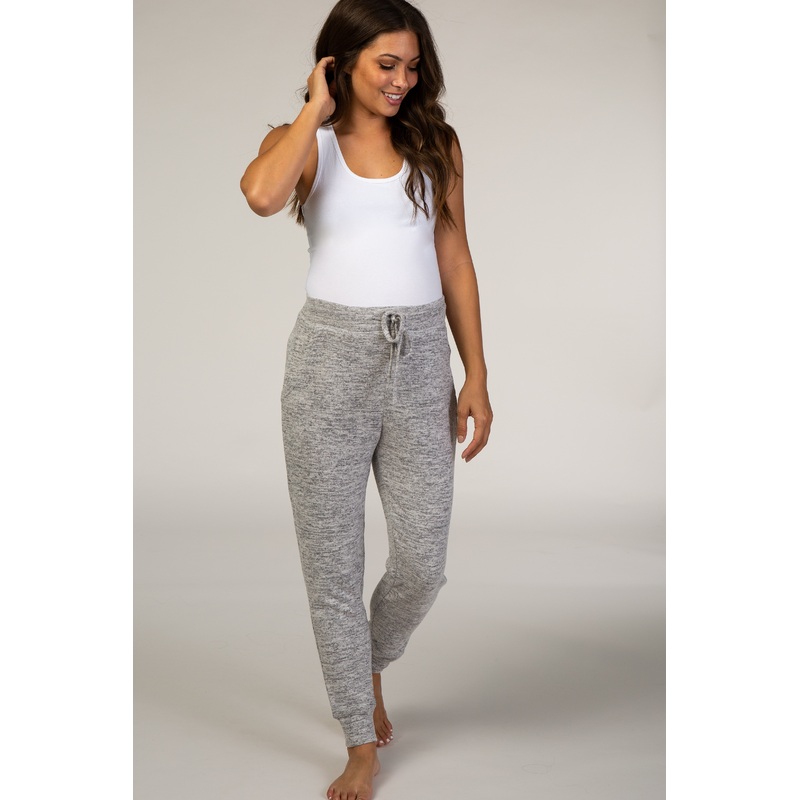 Heathered Grey Soft Maternity Jogger Pants