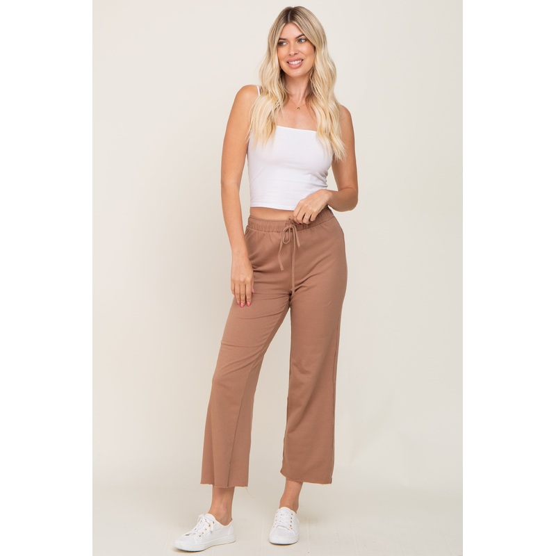 Mocha Basic Drawstring Waist Lounge Pants