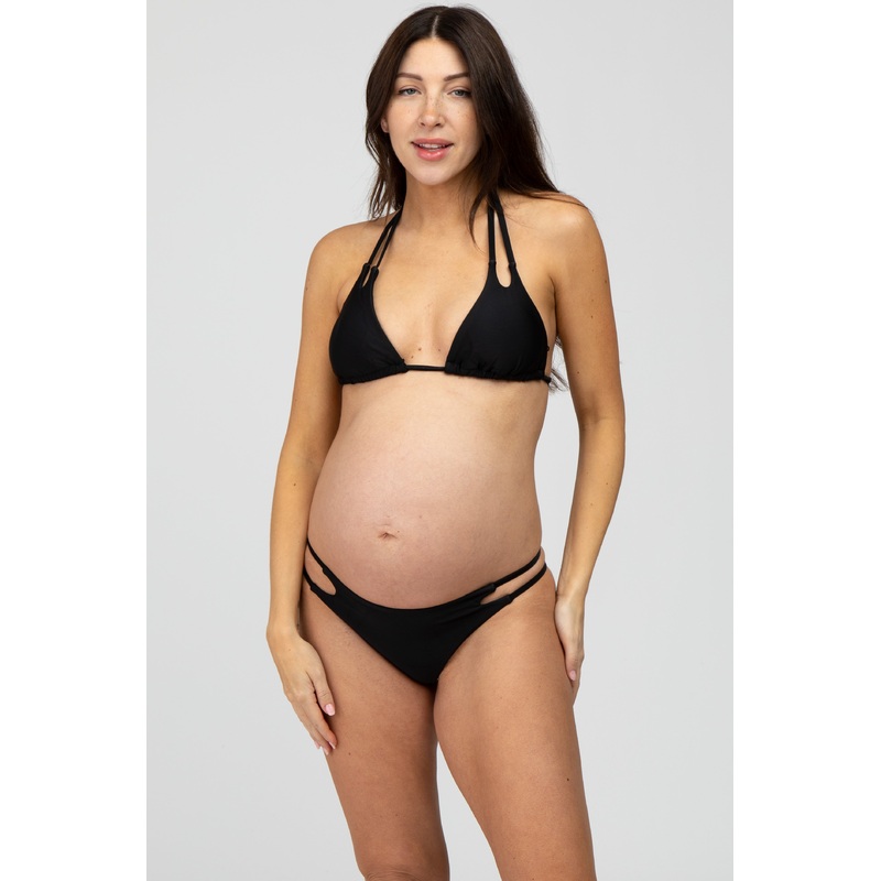 Black Strappy Maternity Bikini Set