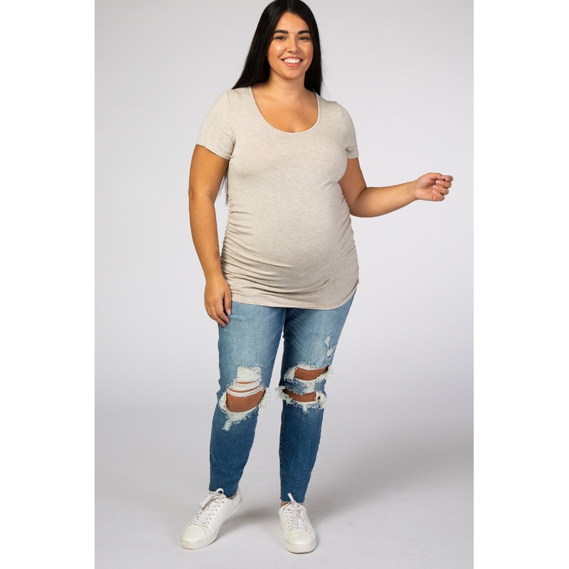 Blue Distressed Maternity Plus Jeans