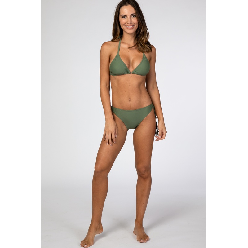 Olive Halter Tie Bikini Set