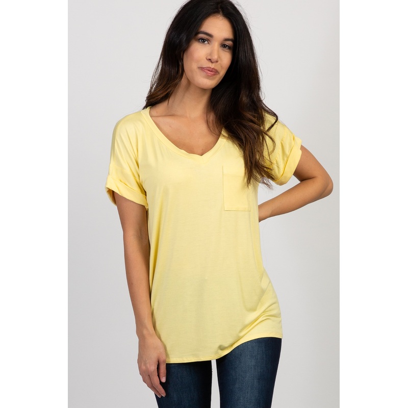 Yellow Solid Pocket Top