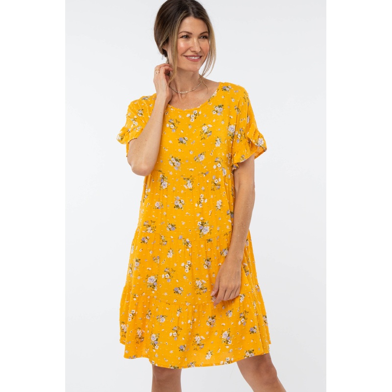 Yellow Tiered Floral Dress