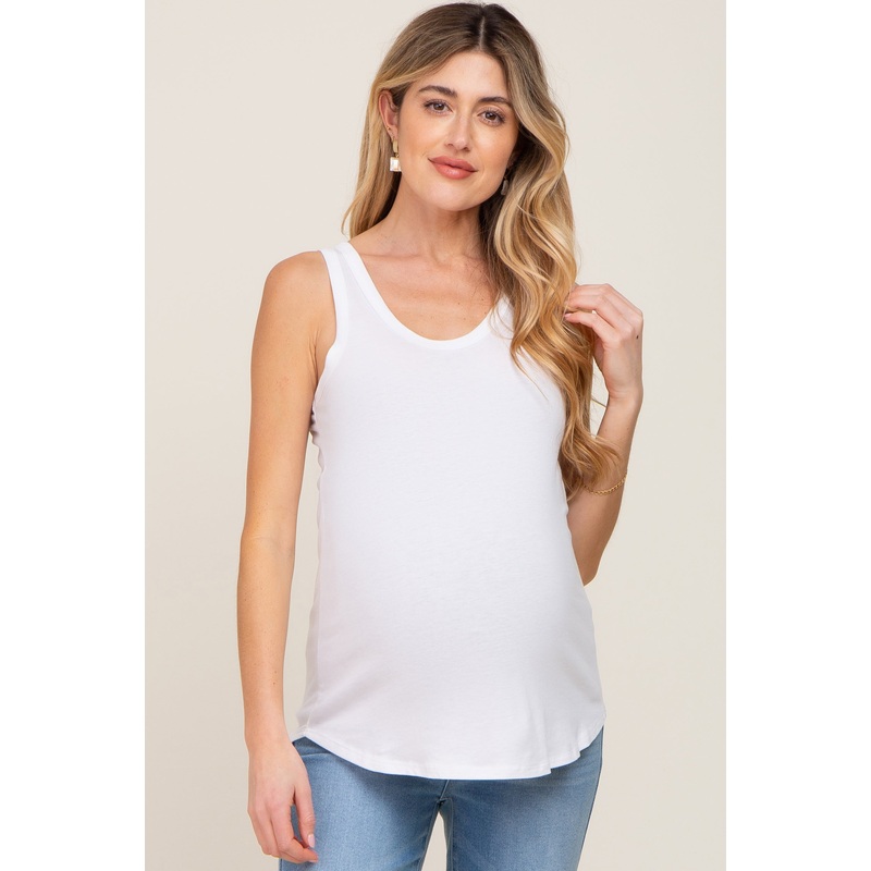 White Maternity Tank Top
