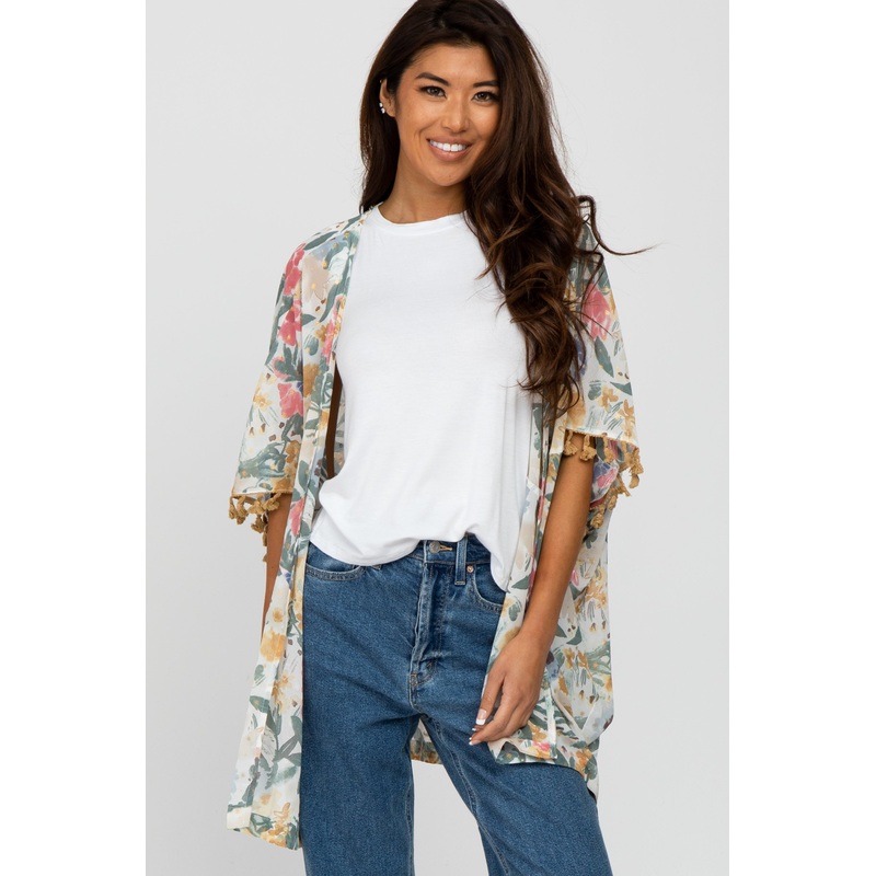 Yellow Floral Print Cover Up