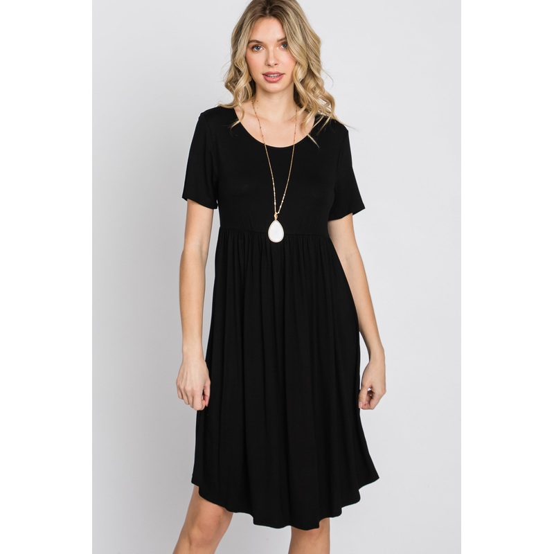Black Babydoll Round Hem Dress