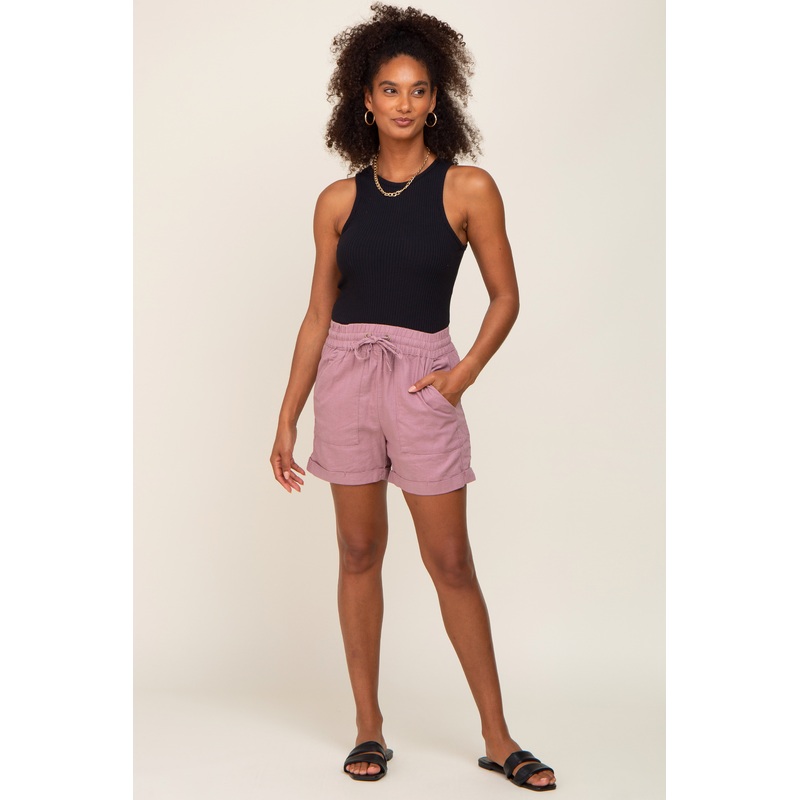 Mauve Drawstring Cuffed Shorts