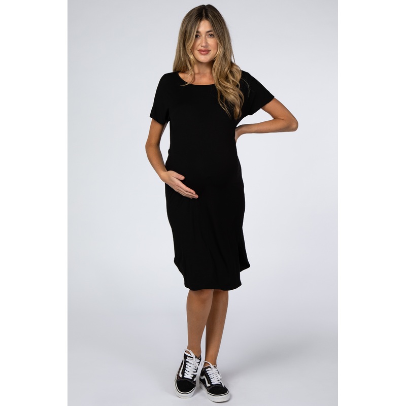 Black Basic Maternity Dress