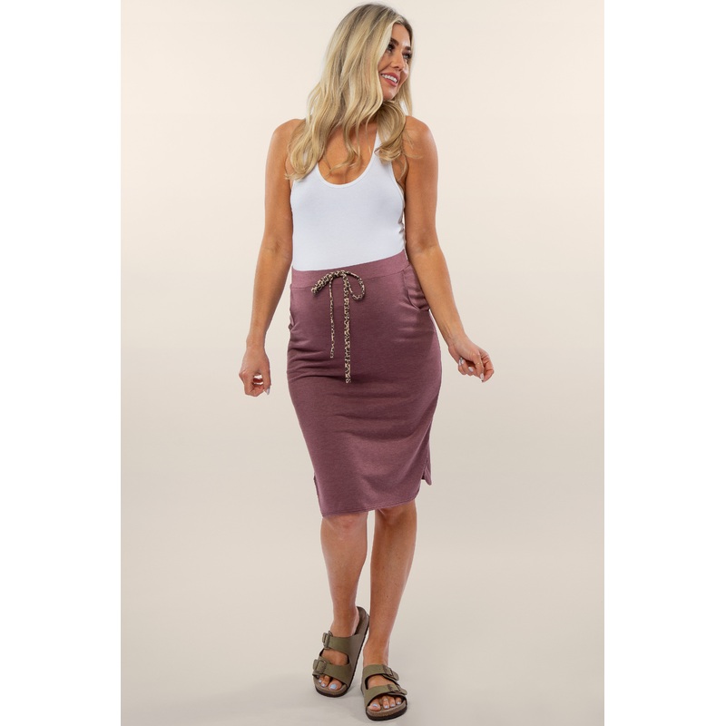 Violet Animal Print Tie Front Accent Maternity Skirt